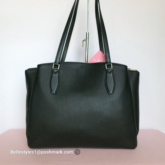KATE SPADE Monet Triple Compartment Pebbled Leather Large Tote - Black color 🎈 - Picture 7 of 16